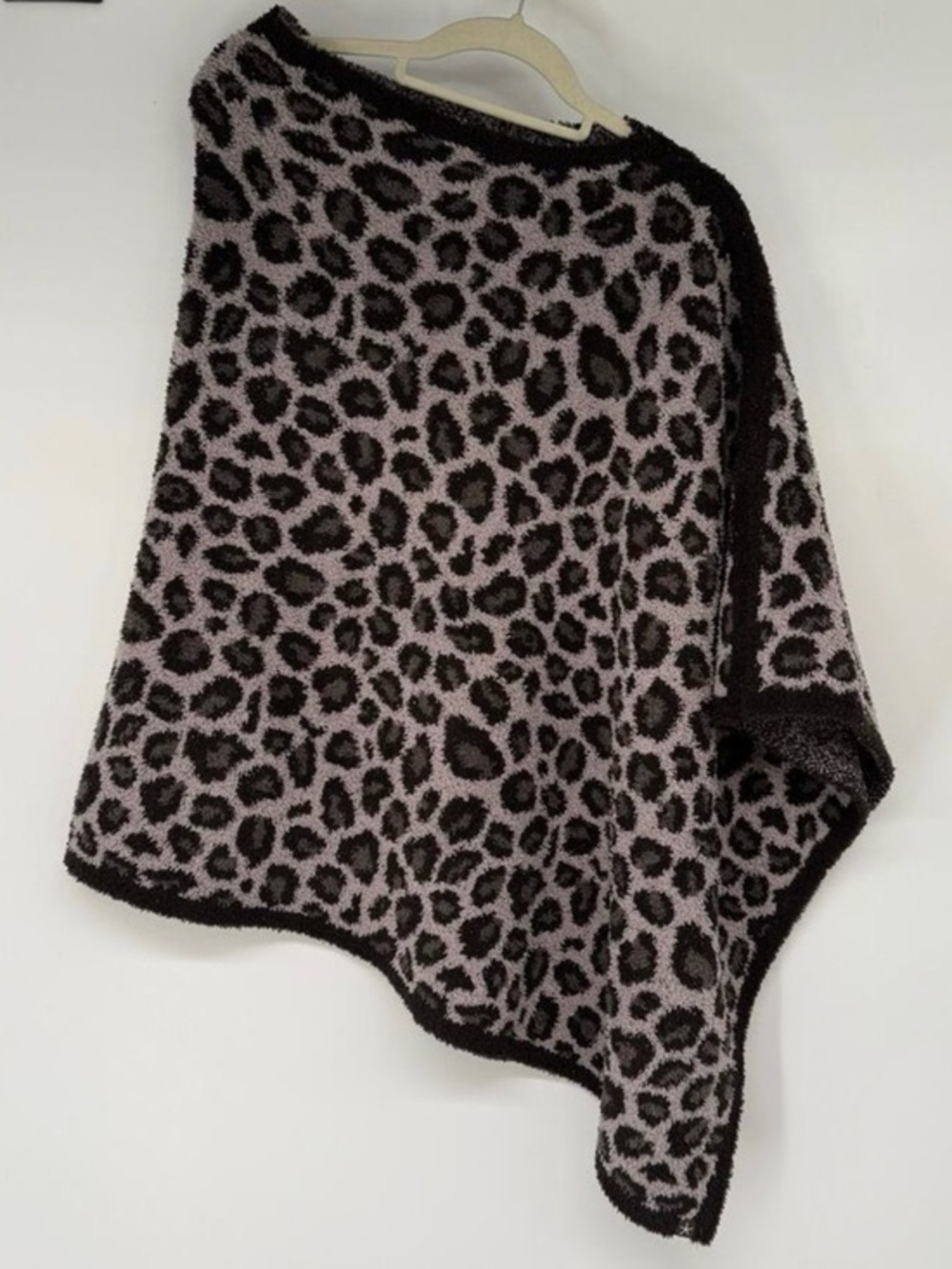 Barefoot Dreams Animal Print Poncho - Black and Cream